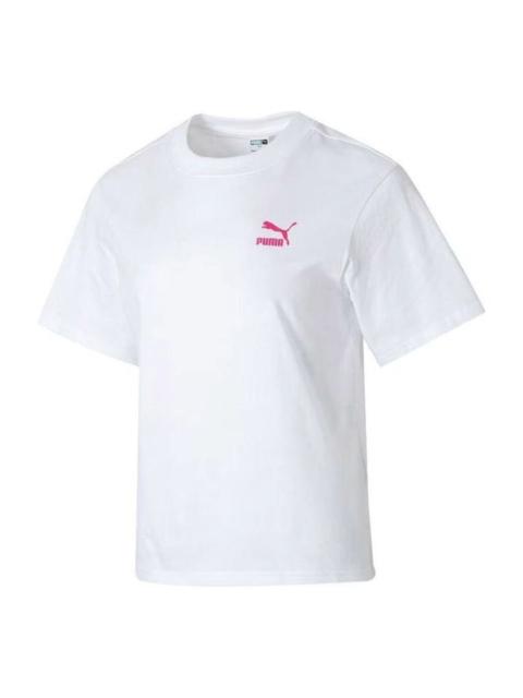 PUMA (WMNS) PUMA Graphic Casual T-Shirt 'White Pink' 682345-02