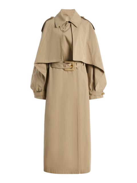 Balmain Belted Cotton-Gabardine Long Trench Coat