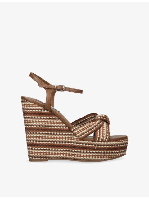 STEVE MADDEN Aztec Heeled Leather Wedge Sandals