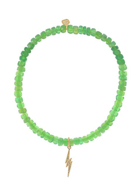 SYDNEY EVAN Green opal Small Lightening Bolt Charm Bracelet