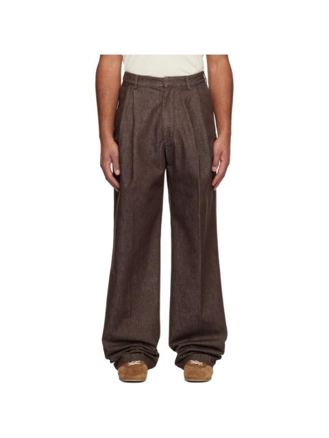 Dries Van Noten Brown Pleated Jeans