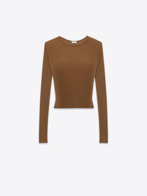 SAINT LAURENT cropped top in ribbed viscose