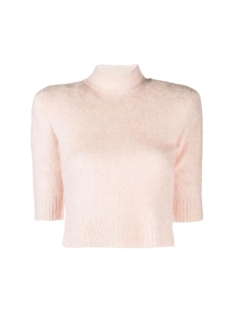 high neck cropped jumper