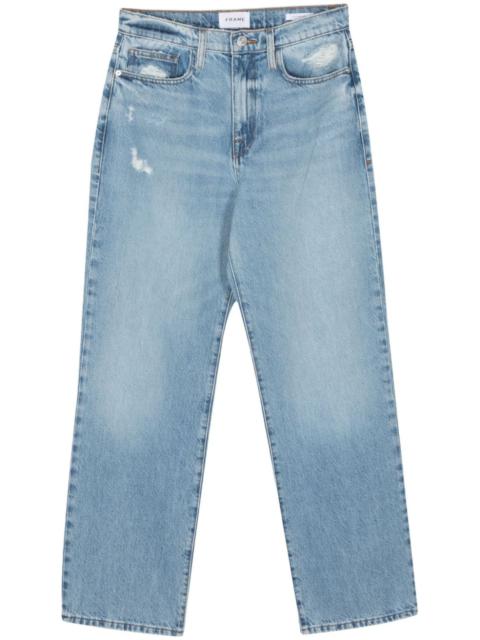 distressed-effect whiskering-detail straight-leg jeans