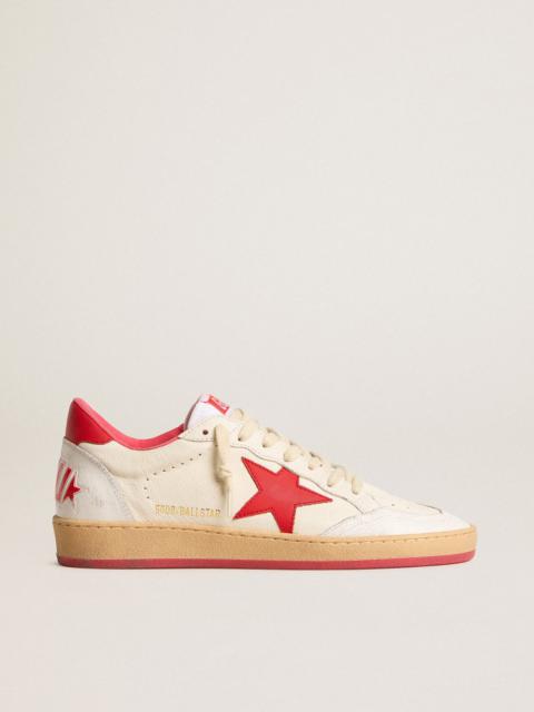 Men’s Ball Star  Wishes in white leather with a red star and heel tab