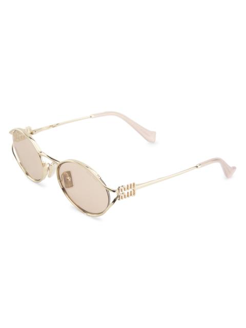 Miu Miu Women's 54MM Metal Round Sunglasses - Pale Gold Pink