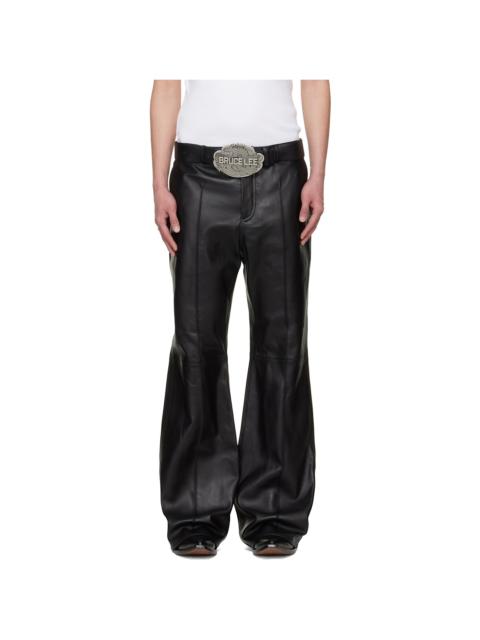 LU'U DAN BRUCE LEE x LỰU ĐẠN Black LỰU Bells Bell Bottom Leather Pants