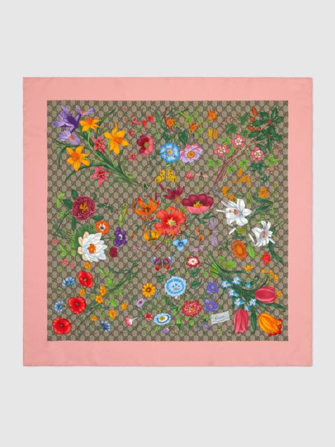 GUCCI GG Flora print silk scarf