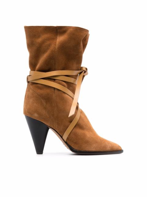 wrap suede boots