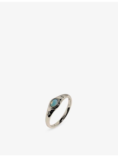 ASTRID & MIYU Cosmic Rhodium-Plated Sterling-Silver and Opal Cocktail Ring