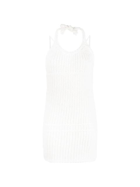 knitted halterneck mini dress