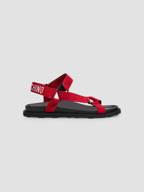 Moschino Men's Leather & Suede Logo Strap Sandals - Red