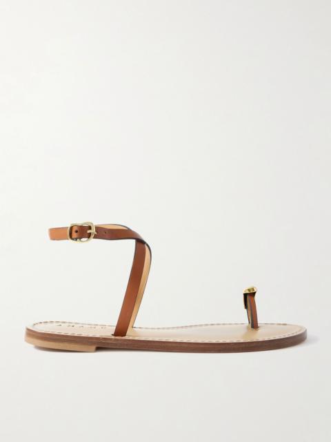 AMANU The Kigali embellished leather sandals Tan