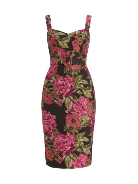Dress The Population Women's Nicole Jacquard Midi-Dress - Pink Rose Multi