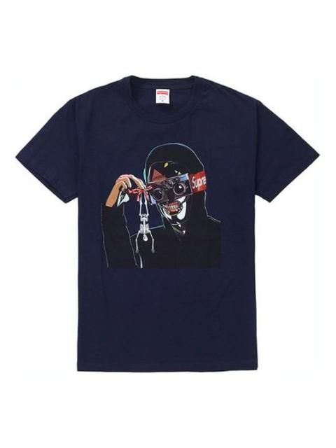 Supreme Supreme SS19 Creeper Tee Navy Frankenstein Printing Short Sleeve Unisex Navy Blue SUP-SS19-229
