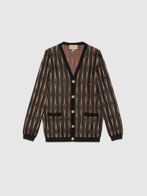 Gucci Lame Horsebit Jacquard Cardigan