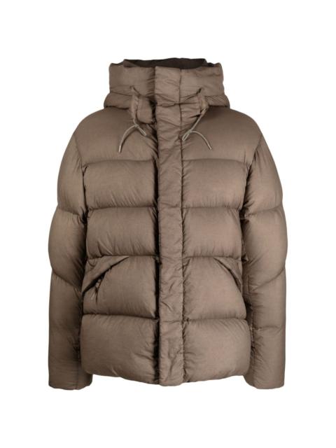 high-neck hooded puffer jacket