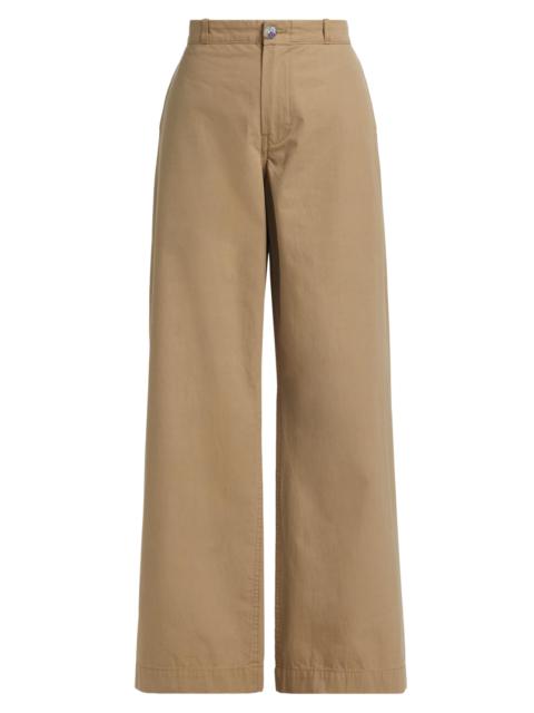 The Elder Statesman Women's Silvano Cotton Mid-Rise Wide Leg Pants - Khaki