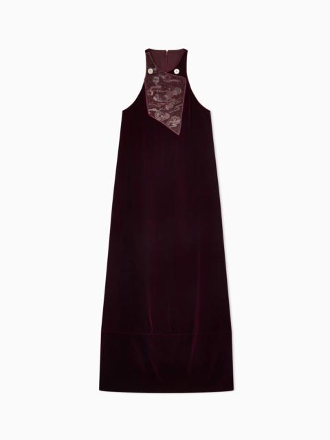 GIORGIO ARMANI EMBROIDERED VELVET EVENING DRESS WITH BEADS AND SEQUINS