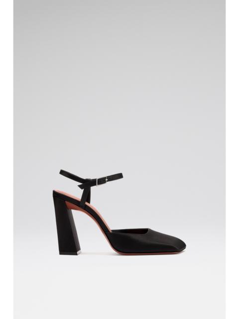 CHARLOTTE PUMP BLACK SATIN AND SILVER BUCKLE