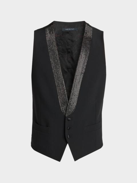 GIORGIO ARMANI Men's Crystal-Embellished Wool-Blend Vest - Black Beauty