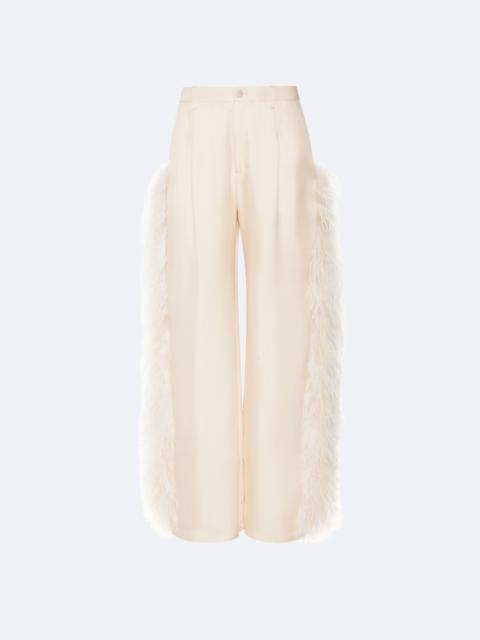 LAPOINTE Silky Twill Pleated Pant With Feathers