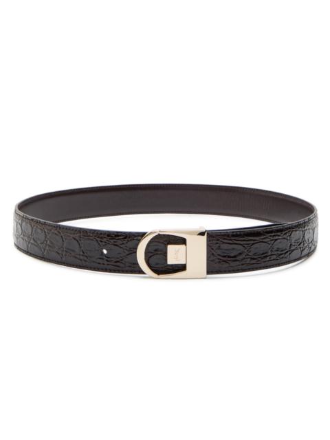 Saint Laurent Logo-engraved Crocodile Glossed Leather Belt