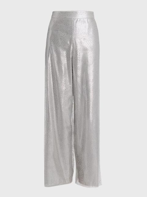GIORGIO ARMANI Crystal Wide-Leg Silk Trousers