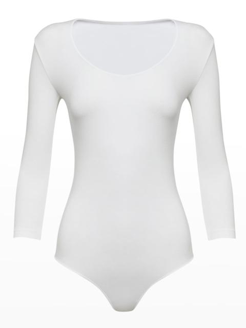 Wolford Tokio 3/4-Sleeve Thong Bodysuit
