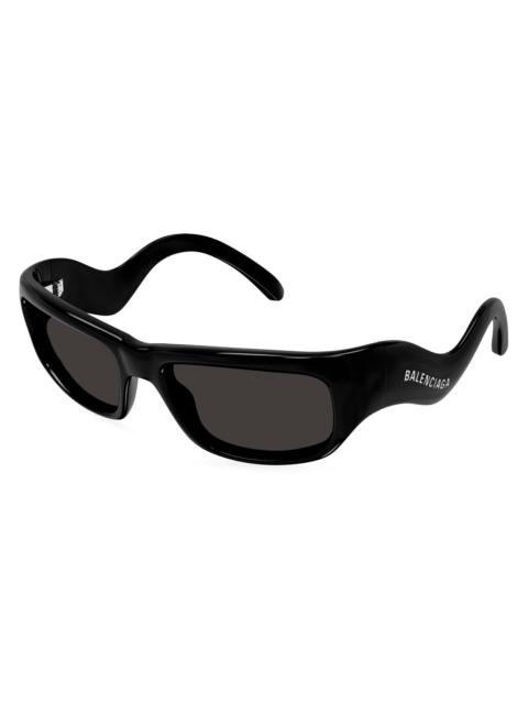 BALENCIAGA Women's Hamptons 58MM Rectangular Sunglasses - Black Dark Grey
