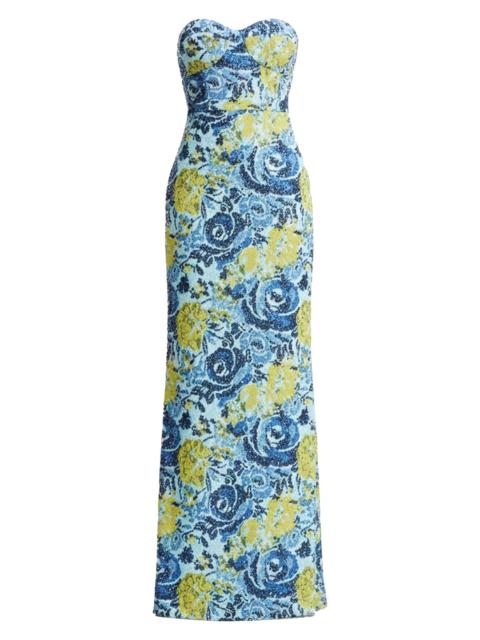 Dress The Population Women's Vada Sequined Sheath Gown - Sky Multi