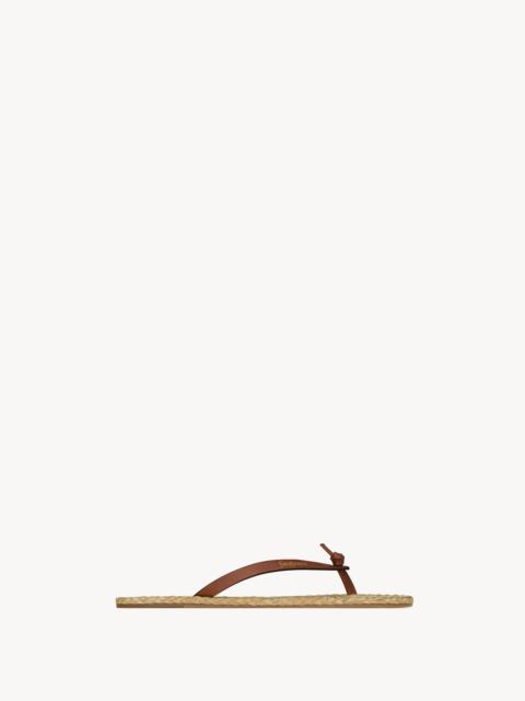 SAINT LAURENT POOL FLIP-FLOPS IN SMOOTH LEATHER AND RAFFIA