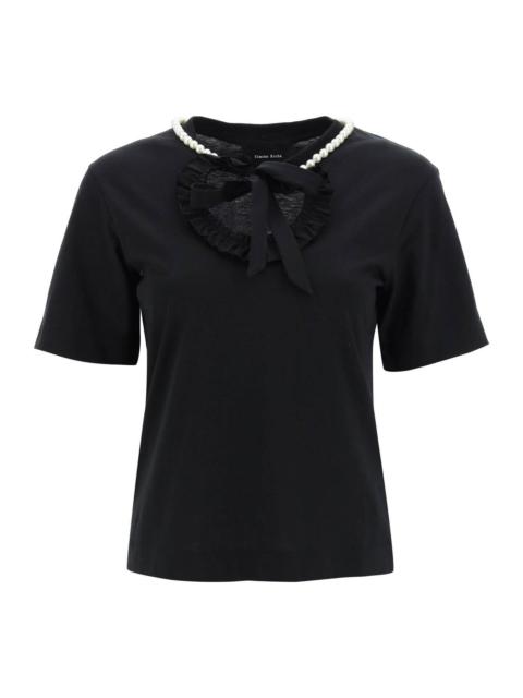 Simone Rocha T-SHIRT WITH HEART-SHAPED CUT-OUT AND PEARLS SIMONE ROCHA