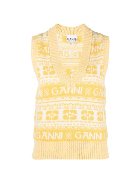 graphic-intarsia knitted vest