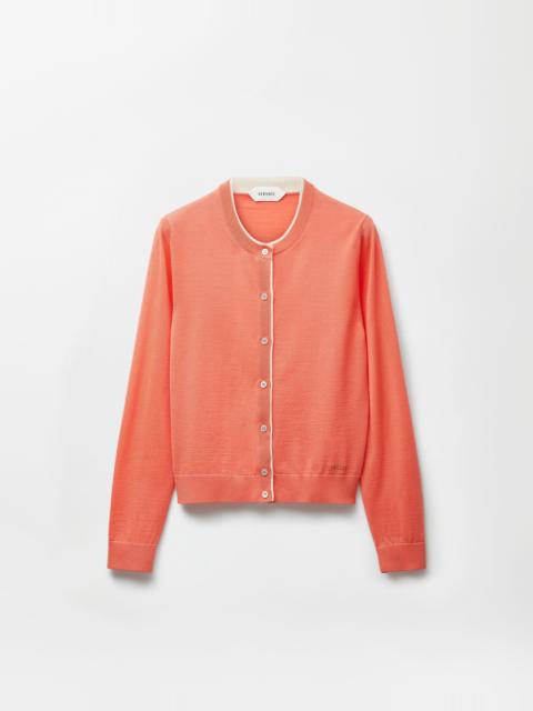 VERSACE Embroidered Wool Knit Cardigan