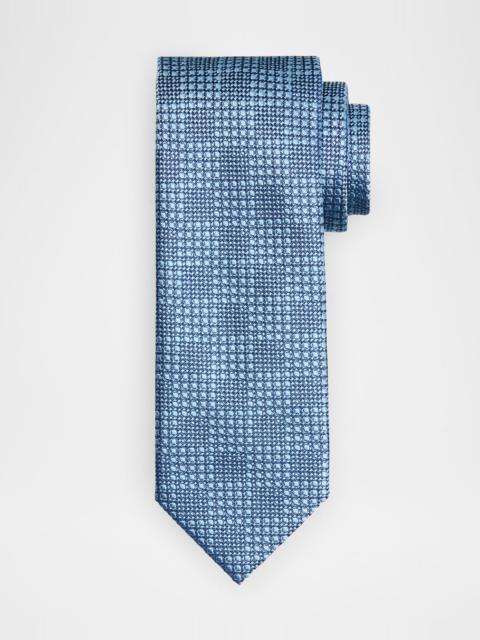 Brioni Men's Textured Check Jacquard Silk Tie