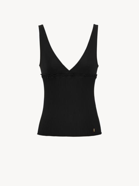 SAINT LAURENT CASSANDRE TANK TOP IN RIBBED SILK JERSEY