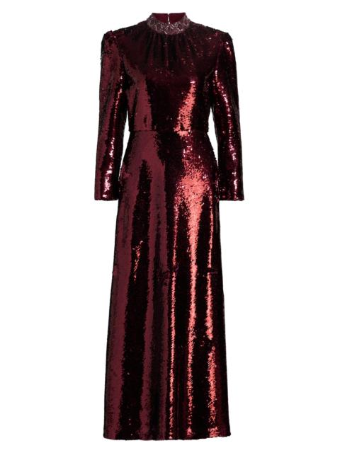 SALONI Women's Jena Sequined Maxi Dress - Deep Garnet
