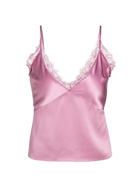 KIKI DE MONTPARNASSE Women's Lace-Trim Silk Camisole - Mauve