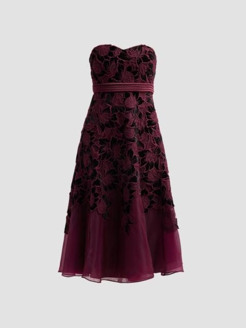 BADGLEY MISCHKA Women's Guipure Lace Velvet Cocktail Dress - Wine