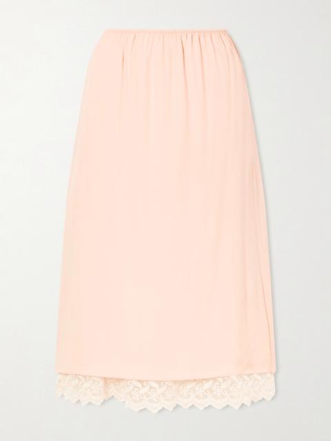 Simone Rocha Layered Lace-trimmed Crepe De Chine Midi Skirt