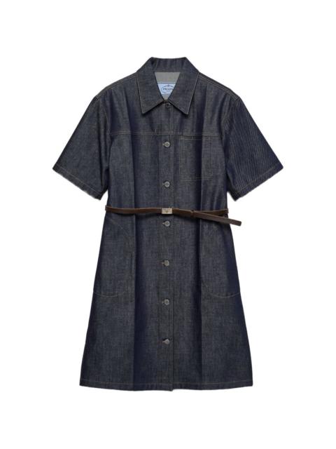 Prada belted denim mini dress