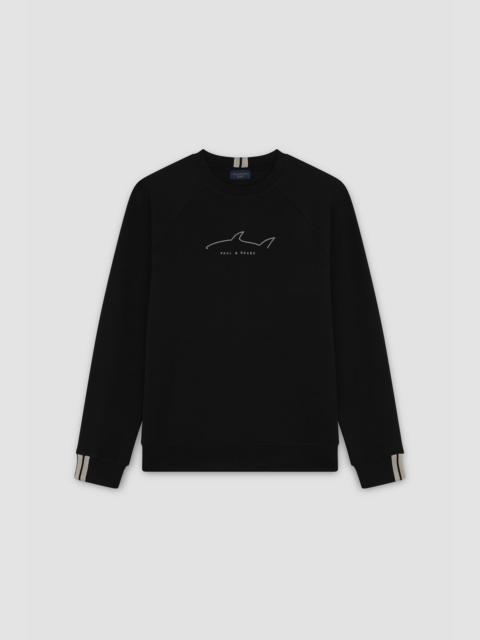 Paul & Shark COTTON SWEATSHIRT WITH ACTIVE FLEECE AND EMBROIDERED SHARK