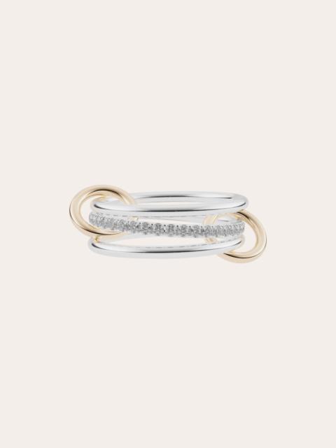 Spinelli Kilcollin Sonny 18K Gold Sterling Silver and Diamond Linked Rings