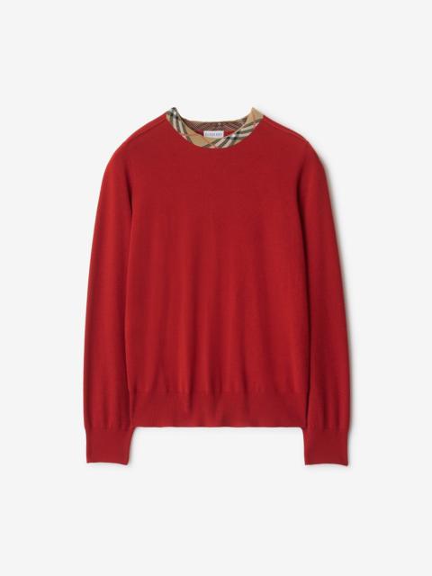 Burberry Check Trim Wool Sweater