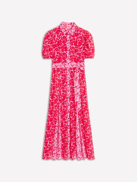BODEN Alegra Midi Shirt Dress-Jewel Red, Leafy Grove