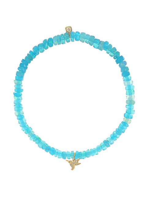 SYDNEY EVAN Blue Opal Tiny Hummingbird Charm Bracelet