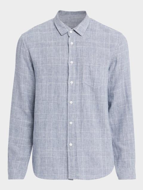 Rails Men's Linen and Cotton Windowpane Plaid Button-Down Shirt