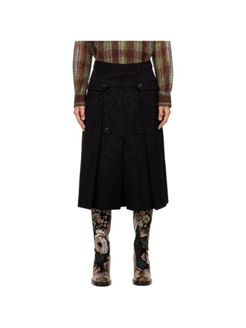 Dries Van Noten Black Paisley Jacquard Midi Skirt