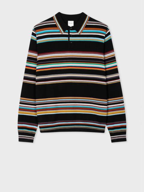 Paul Smith Merino 'Signature Stripe' Knitted Polo Shirt